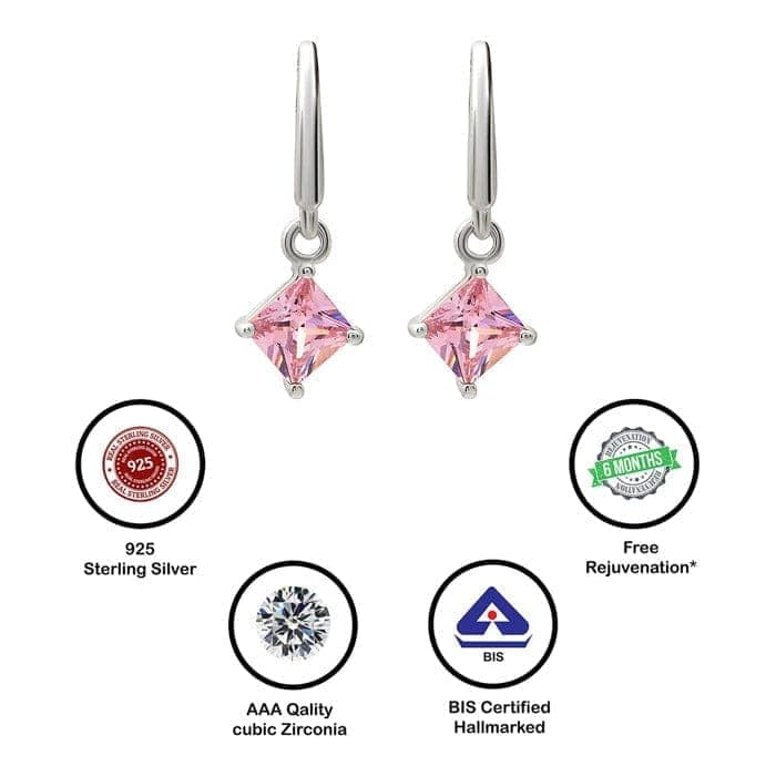 Silver Pink Luster Earrings view 7
