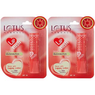 Lotus Herbals Lip Lush Tinted Lip Balm - Watermelon Splash Spf 20 8H Moisturisation 4G ( Pack Of 2 )