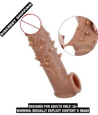 KAMAHOUSE STUDMAN SPIKY 6.75 INCH REUSABLE WASHABLE SILICONE DOUBLE HOLE PENIS SLEEVE