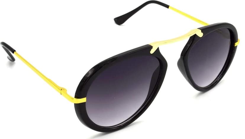 Hrinkar Unisex Wrap-around Sunglasses Golden & White Frame, Grey Lens (Medium) - Pack of 2 view 6