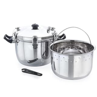 Expresso Stainless Steel Manual Rice Cooker with Steamer Basket Cooks up to