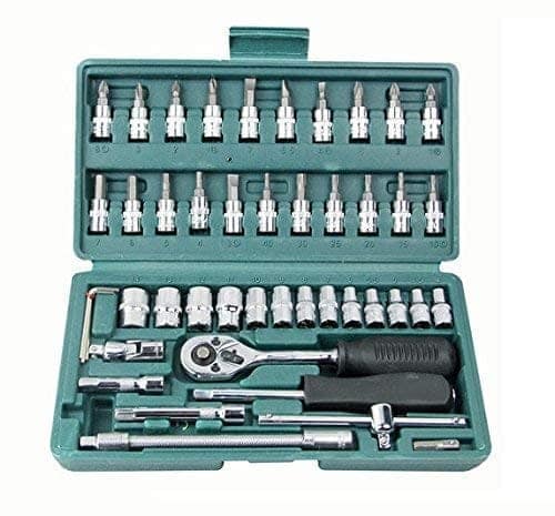 TORIVO Multi Purpose 46 in 1 Pcs Tool Kit & Screwdriver and Socket Set Combination Tool Cas, Ratchet Handle, Extension Bar and Adapter