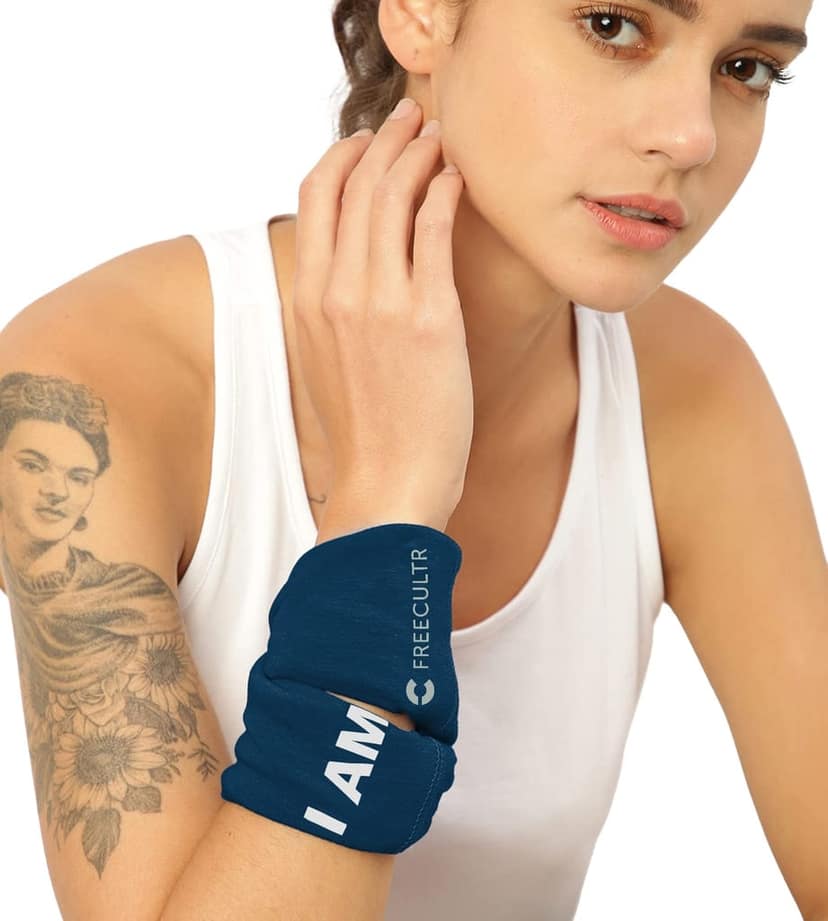 FREECULTR Unisex Bamboo Bandana, Anti Microbial Super Soft & Comfort Fit, Breathable Multipurpose Headband, Face Mask for Dust Protection- Size Printed Pack of 3-Sapphire Blue, Cuban Peach, Chalk Blue view 5