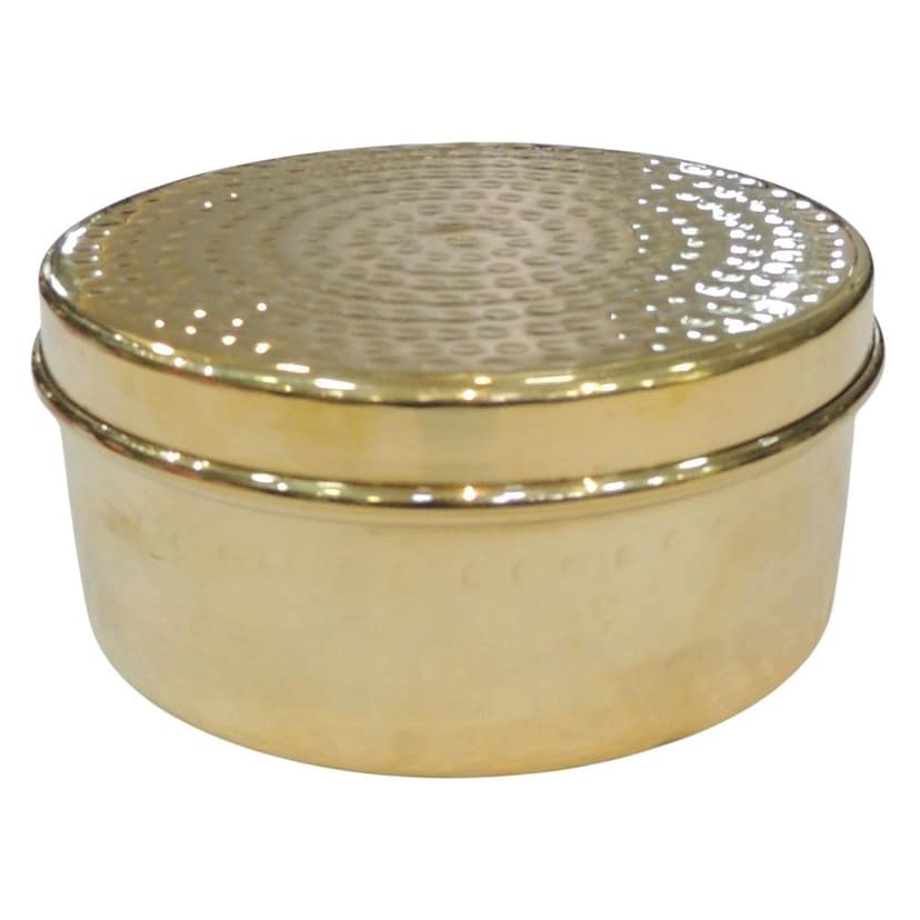 Handcrafted Brass Sweet Box | Pooja Prasad Container, Height : 2.5 Inch (ZMAS645 D) view 2