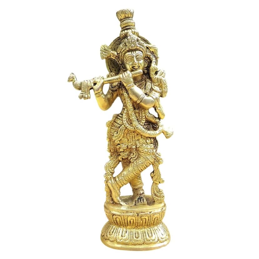 Pure Brass Krishna Idol for Mandir, Height : 9 Inch (BSMAS844 X) view 2