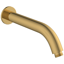 SHA-GG-37 Round Shape 12" Inch Long With 45° Bend Wall Mounted Shower Arm With Wall Flange (Glossy Gold)