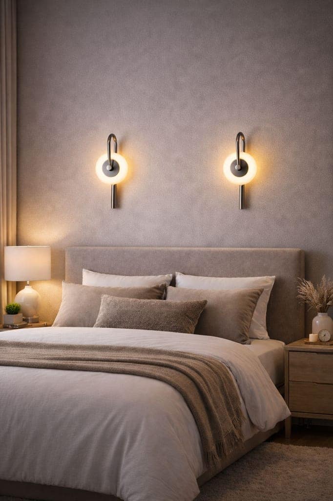 SPARKWORLD Modern Stainless Steel Wall Lamp with Circular LED Ring | Colour: Halo (Silver Body) view 2