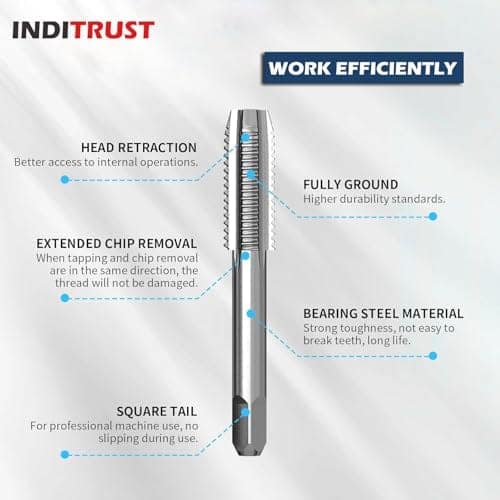 Inditrust 8 Pcs Tap Wrench Set with Metric Plug Taps & Drill Bits (M3–M12) | Adjustable Tap Wrench 1/8"-1/2" | Threading Tool Kit for Metal, Wood & DIY Applications view 3