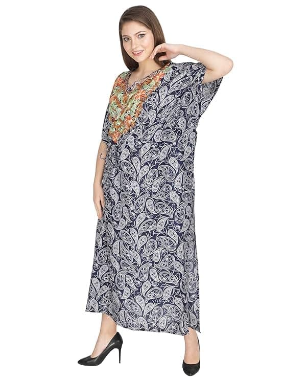 Women's Rayon Maxi Kaftan Dress Ladies Sleepwear Night Gown V-Neck Night Wear view 2