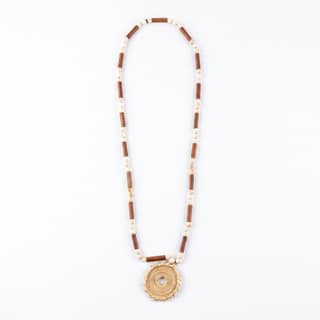 HANDCRAFTED NATURAL WOOD AND WOVEN PENDANT NECKLACE