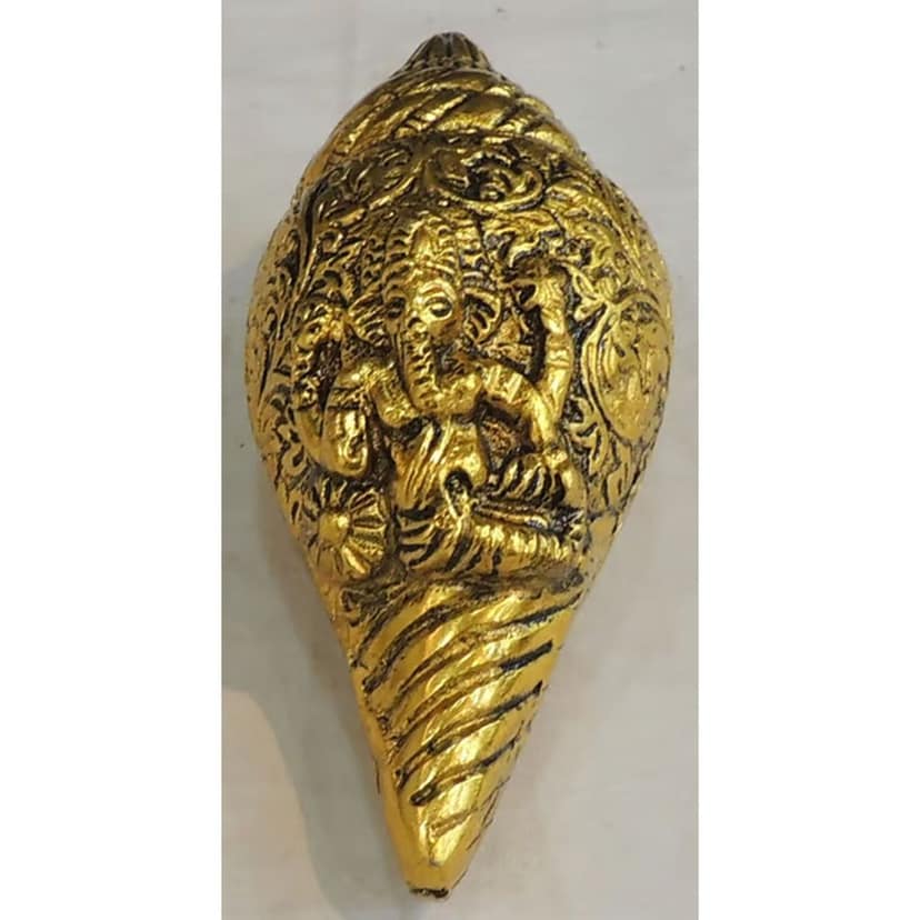 Aluminium Showpiece Shank Ganesh, Height : 2 Inch (ASMAS507 G) view 2