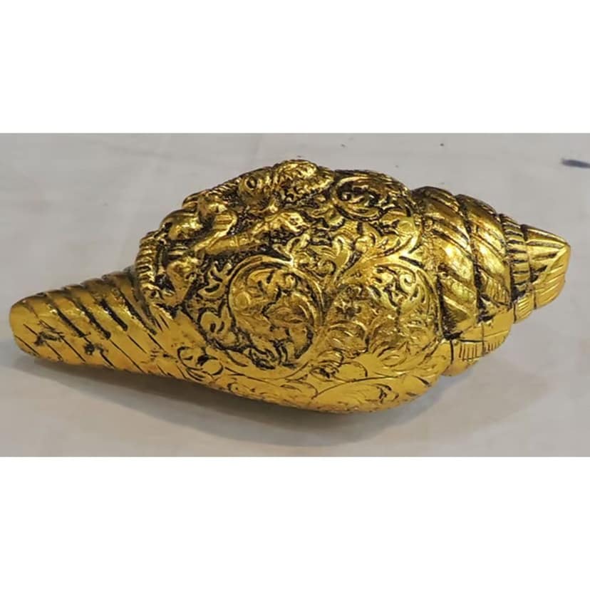 Aluminium Showpiece Shank Ganesh, Height : 2 Inch (ASMAS507 G) view 3