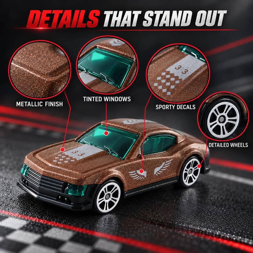 Die Cast Pullback Racer Toy Car with Metallic Finish for Kids Play (1 Pc) view 3