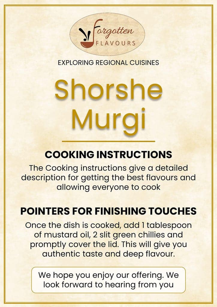 Forgotten Flavours Bengali Shorshe Murgi (Mustard/Sarson Chicken) Cooking Mix | Instant Gravy Masala Mix |Ready to Cook Spice Mix Gravy ||Fresh Ingredients & Spices |No Colours or Flavours view 4
