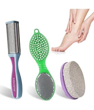 Majestique Double-Sided Foot File Foot Scrubber Effective Multidirectional -Pack of 3 Color May Vary