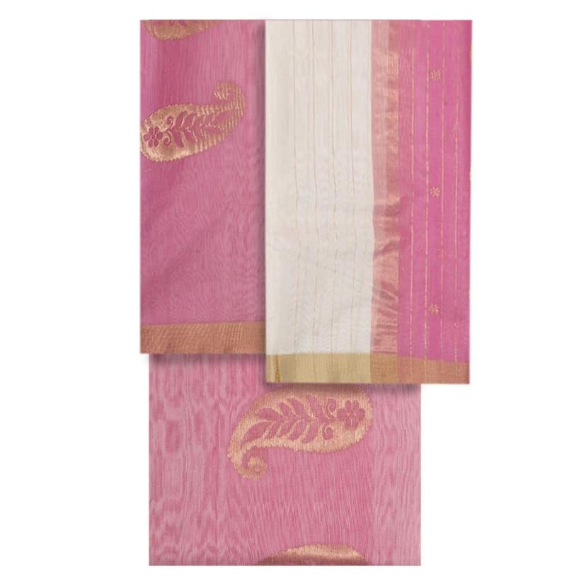 HANDLOOM CHANDERI 03 PCS TRADITIONAL SUIT (SKU - 1RC206110621 Suit 12) view 4