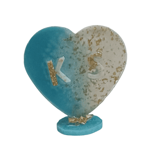 Personalized Resin Heart Ornament with Gold Flakes - KS Initials