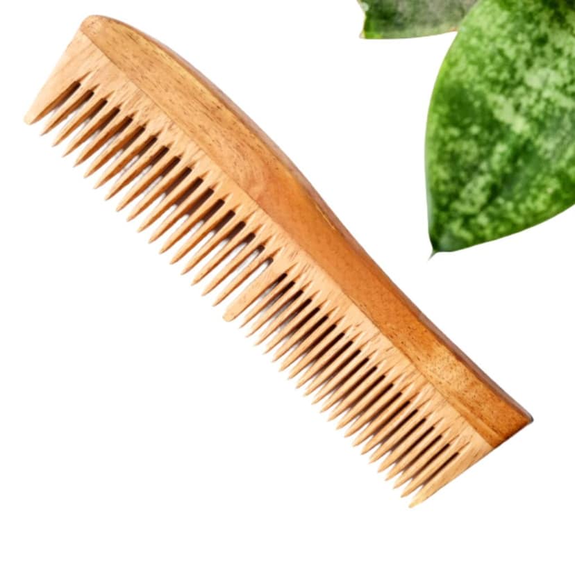 The Earth Trading Pure Neem Wooden Comb Curve Shape | Anti Hair Fall | Dandruff Control | Kacchi Neem | Organic | Natural view 4