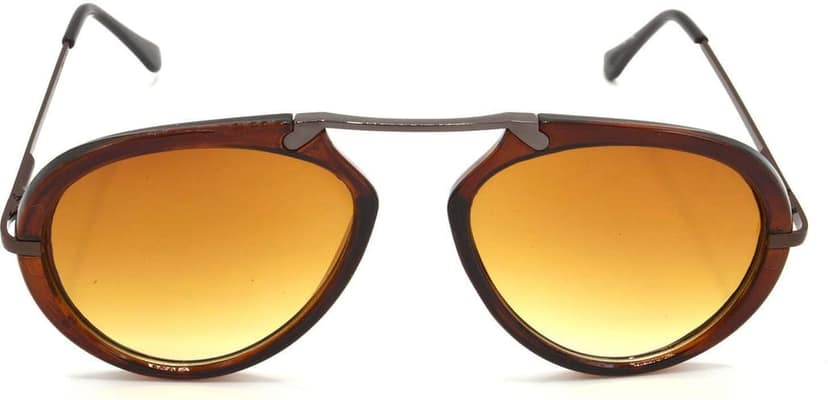 Hrinkar Unisex Round Sunglasses Silver & Brown Frame, Grey & Clear Lens (Medium) - Pack of 2 view 3