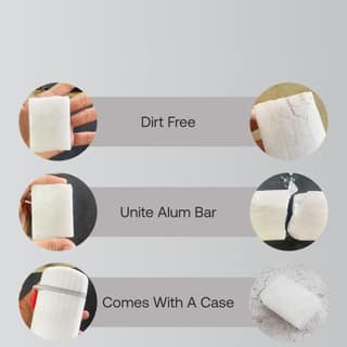 Milieus 100% Pure & Natural Origin Alum Bar (Fitkari Stone) & 1 Travel Case for Men & Women| Natural After Shave, Antiseptic, Anti-Odour & Skin Tightening Benefits (1 pc (100 gm))