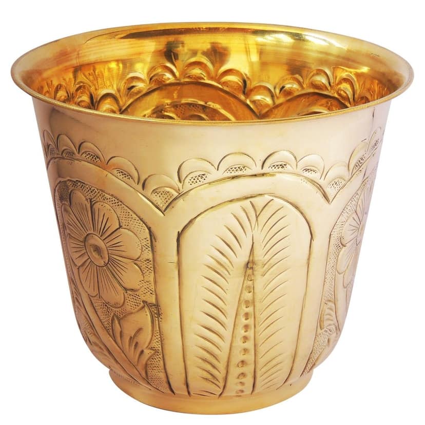 Brass Home Decorative Planter ? Golden Metal Gamla, Height : 9 Inch (FMAS655 E) view 2