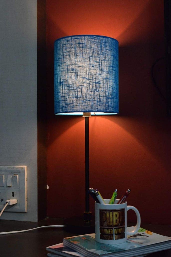 Light Angle Fabric Shade Metal Base Table lamp for Bedroom (Sky) view 2