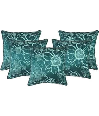 Zubix Green Polyester Cushion Covers Set Of 5