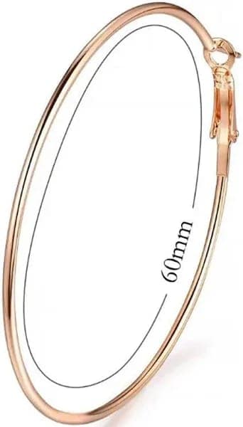 Gold hoop earrings, 14k gold plated, 2 inch diameter, lightweight, nickel-free, for women view 2