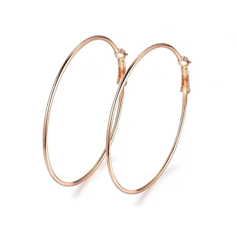 Gold hoop earrings, 14k gold plated, 2 inch diameter, lightweight, nickel-free, for women view 3