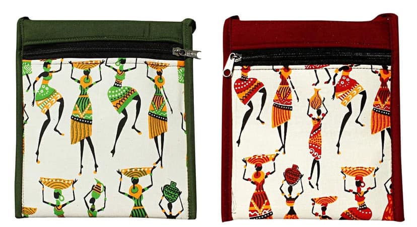 Mandhania Warli Printed Cotton Sling Bags for Womens Pack of 2 Multicolor view 2