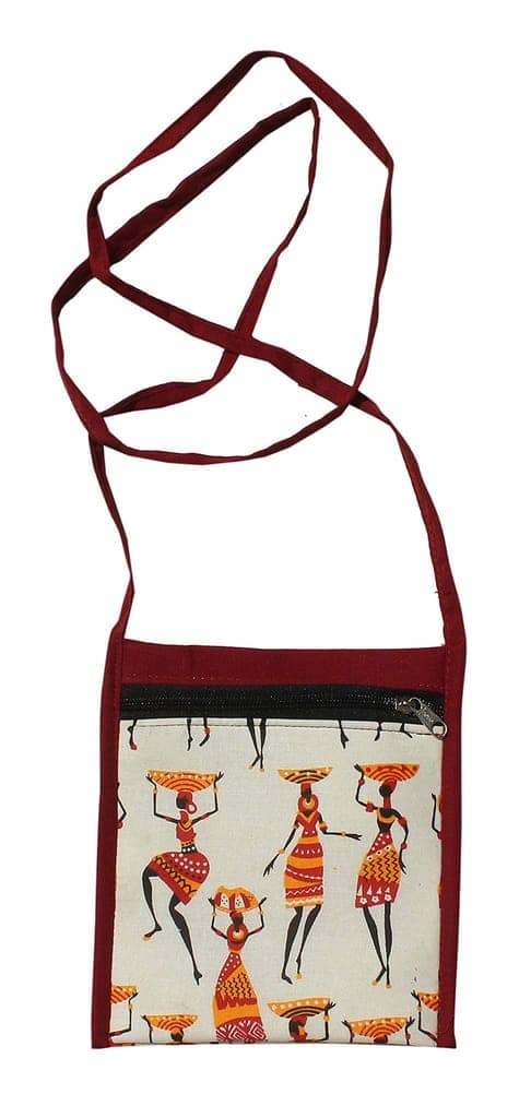 Mandhania Warli Printed Cotton Sling Bags for Womens Pack of 2 Multicolor view 4