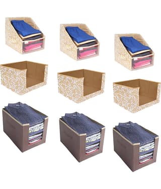 PrettyKrafts Multipurpose cloth organisers combo for wardrobe cloth organizers,(Pack of 9)