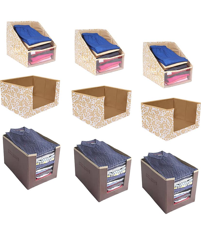PrettyKrafts Multipurpose cloth organisers combo for wardrobe cloth organizers,(Pack of 9)
