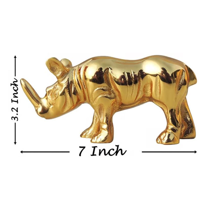 Aluminium Rhino Showpiece | Modern Animal Home Decoration, Height : 3.2 Inch (ANMAS259 G) view 2
