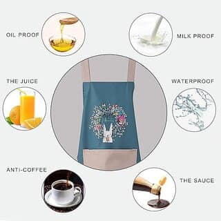 (PACK OF 1 )KLIMET ASSORTED | Waterproof Kitchen Apron for Women with Big Front Pocket Hand-Wiping Towel | Comfortable Wear-Resistant Chef Apron for Cooking | One Size view 5