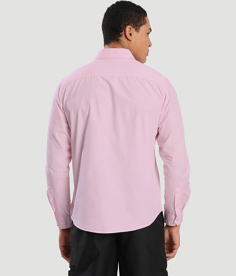 IVOC 100% Cotton Regular Fit Solids Full Sleeves Men's Casual Shirt - Pink ( Pack of 1 ) view 5