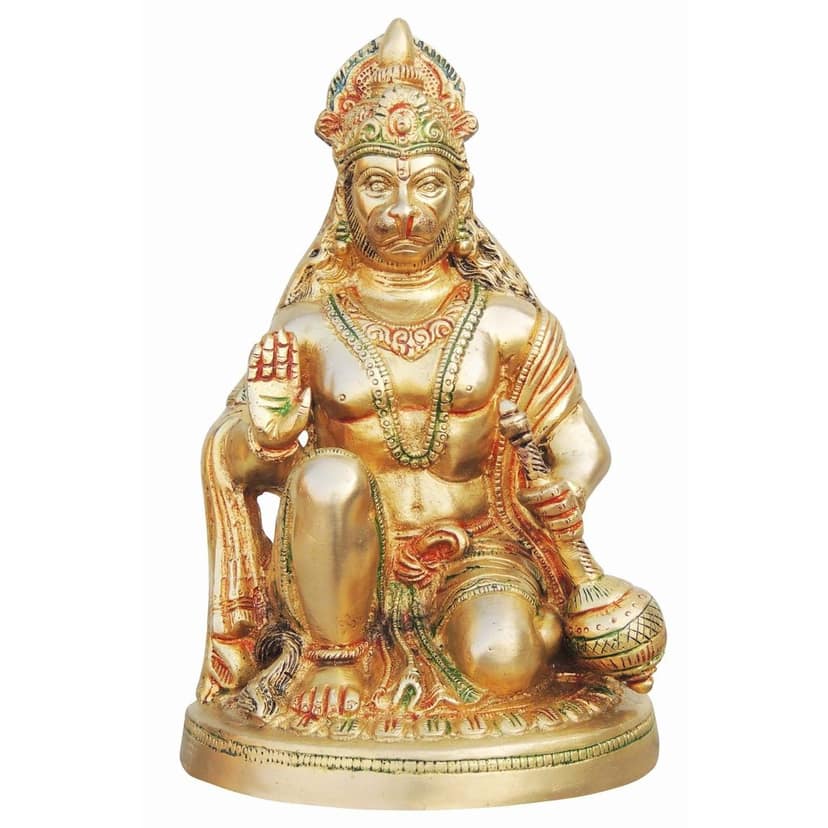 Brass Hanuman Ji Statue - Traditional Home Decor Idol, Height : 9.5 Inch (BSMAS737 A) view 2