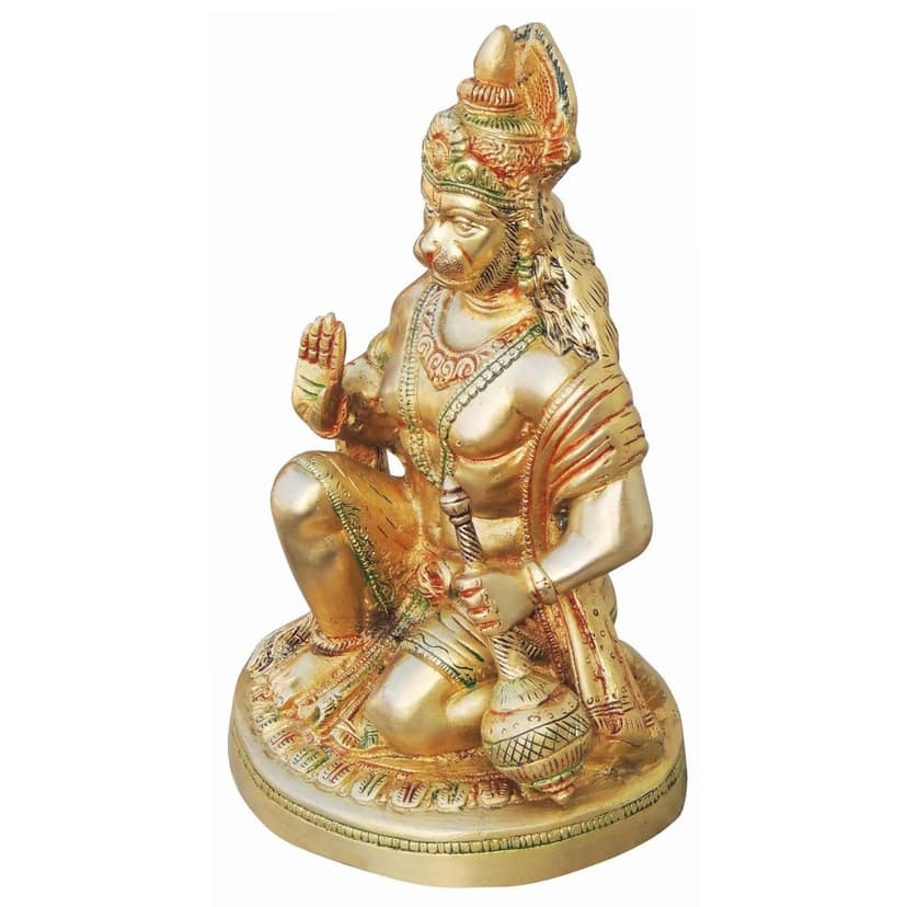 Brass Hanuman Ji Statue - Traditional Home Decor Idol, Height : 9.5 Inch (BSMAS737 A) view 3
