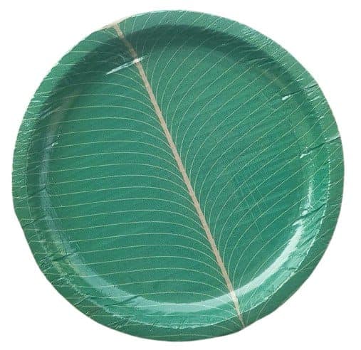 9" Green Leaf Paper Plates