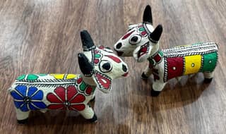 MADHUBANI PAPER MACHE - Handcrafted Indian Folk Art Cow
