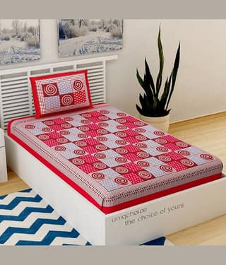 Uniqchoice Cotton 1 Single Bedsheet with 1 Pillow Cover ( Red )