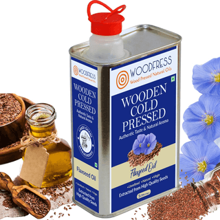 WOODFRESS Flaxseed Oil Cold Pressed - 1 Litre, Omega 3 Alsi Oil, Linseed Oil, Javas/Jawas Alsi ka Tel for Cooking, Wood Pressed Flax Seed Oil - 1L