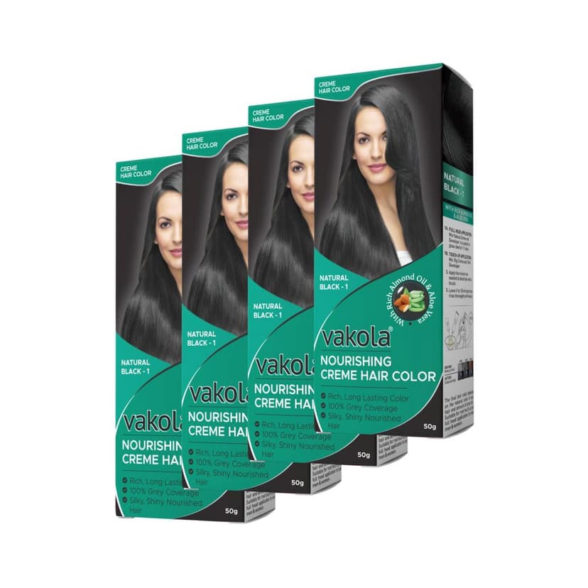 Vakola Natural Black Hair Color Cream – Pack of 1 (100ml) | Permanent, Long-Lasting Grey Coverage with Almond Oil & Aloe Vera view 4