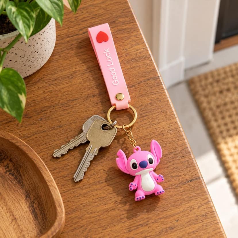 Cartoon Character Keychain with Loop Strap and Charm (1 Pc, Mix Design) view 2