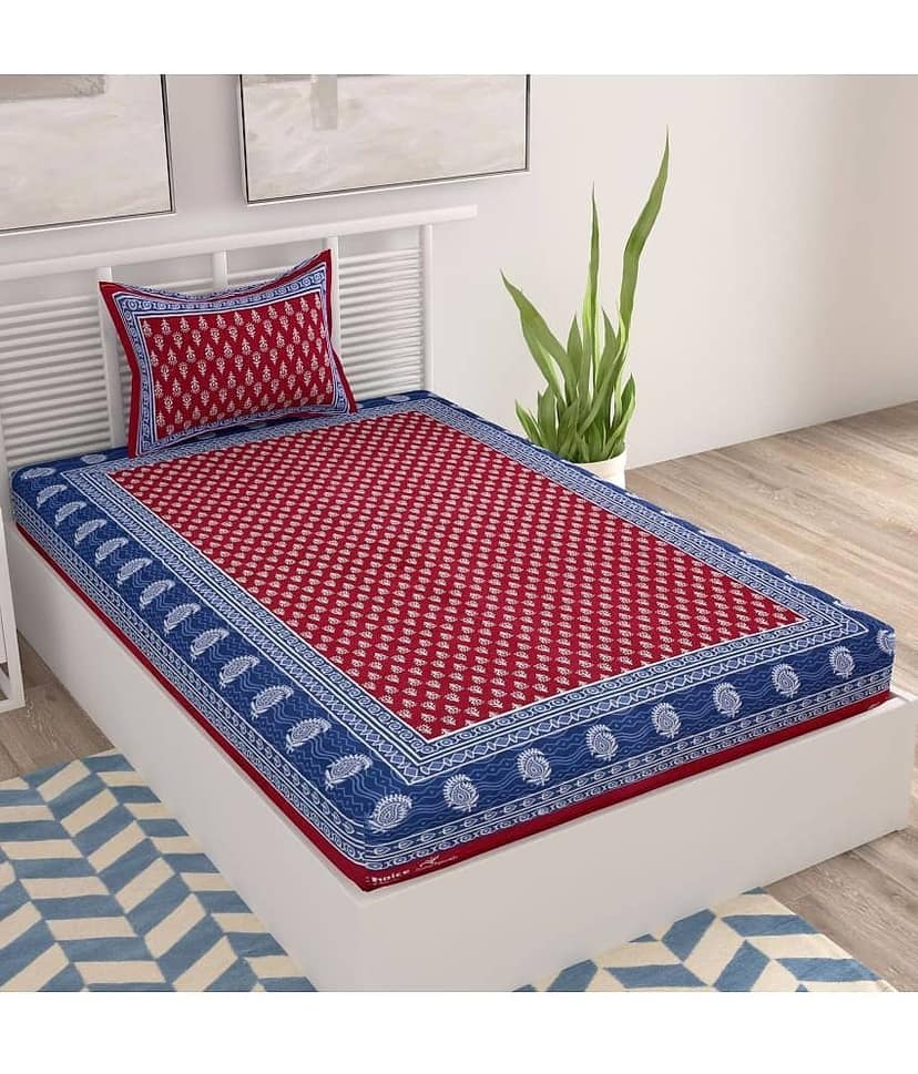 unique choice Cotton Single Bedsheet ( Maroon ) view 2
