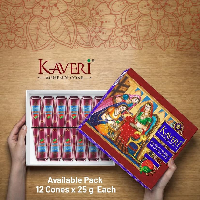 Kaveri Mehendi Cone Herbal Pure Leaves of Natural Henna for Hand Design on Festivals & Special Occasions| Organic Mehendi Cone & Bridal Mehandi Cones For Hands Design (5 Box = 60 Cone) view 4