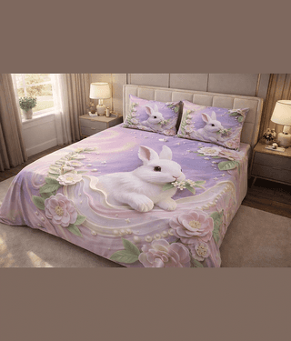 SWIZIER 7D Digital Print Purple Cotton 1 Double Bedsheet with 2 Pillow Covers ( 254 cm x 228 cm )