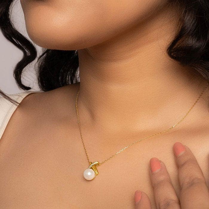 18k Gold Plated Silver Enchanted Pearl Necklace view 2