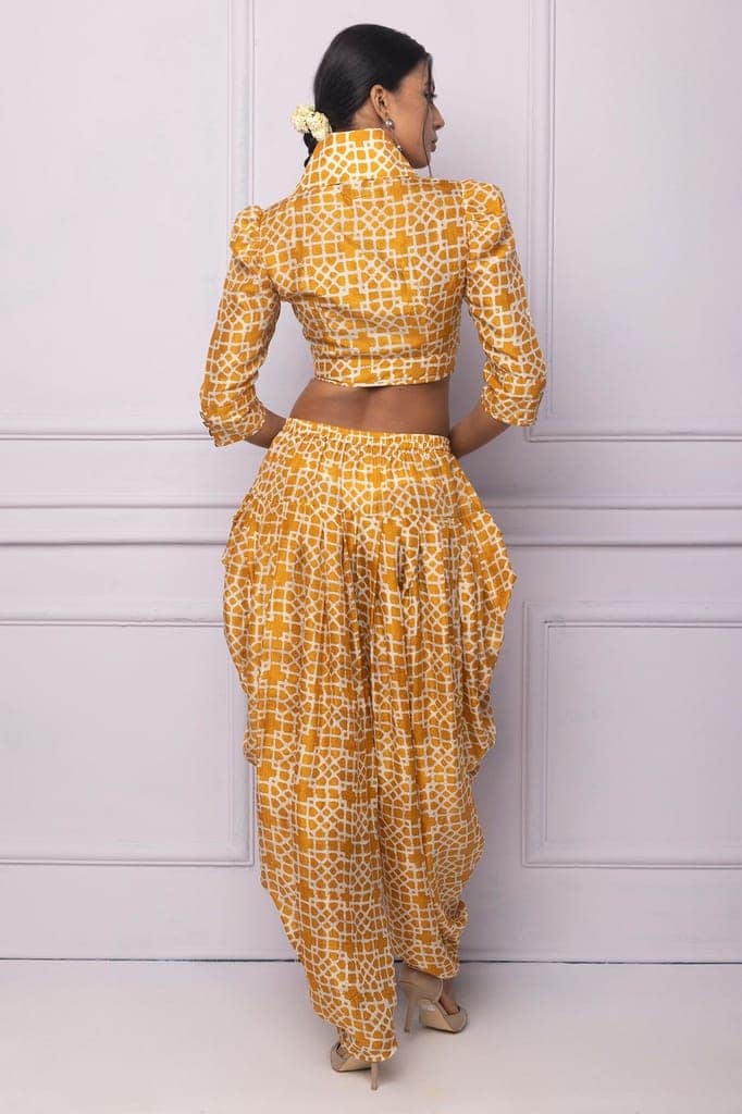 Muddy Yellow Printed Silk Blouse view 4