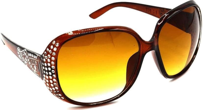 Hrinkar Unisex Round Sunglasses Silver & Brown Frame, Brown Lens (Large) - Pack of 2 view 6
